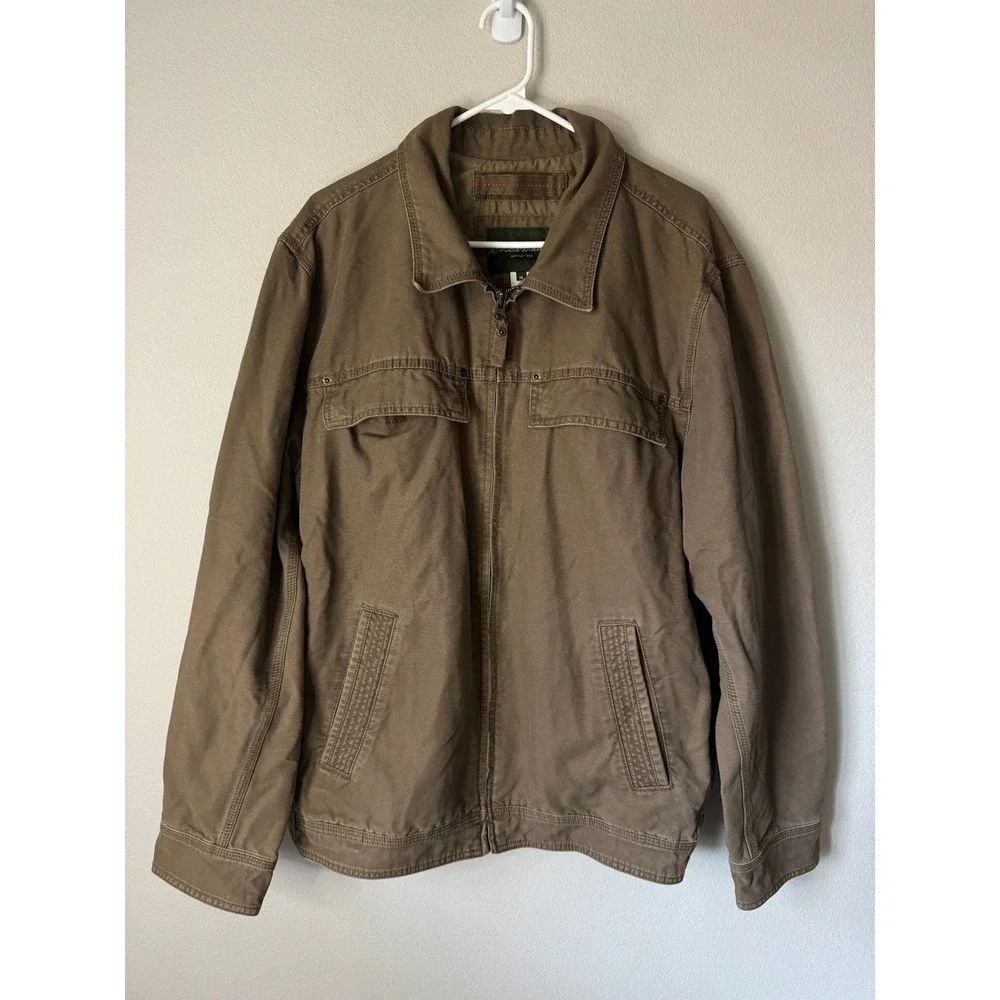 Vintage Eddie Bauer Mens XL Brown Cotton Canvas Full Zip Field Utility Jacket‎